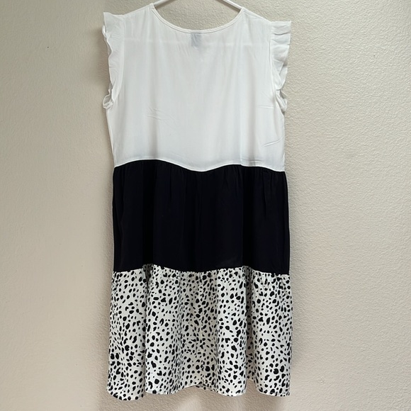 SHEIN White/Black Colorblock Leopard Patchwork Doll Dress, Size Small, Cowgirl - Picture 7 of 13